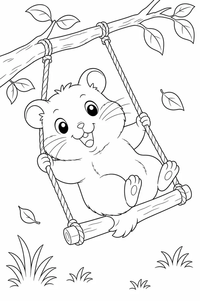 Cute Hamster Cute hamster playful pose coloring page