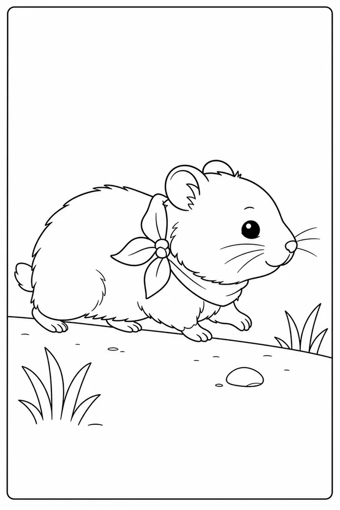 Cute Hamster Cute hamster simple scene coloring page