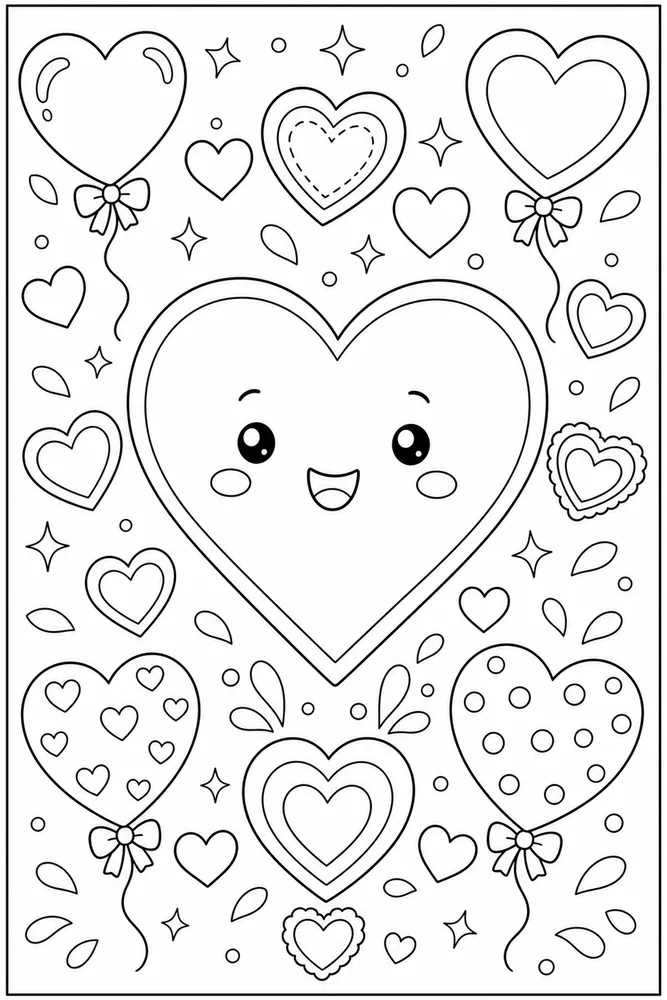 Cute Heart Heart Simple Pattern coloring page