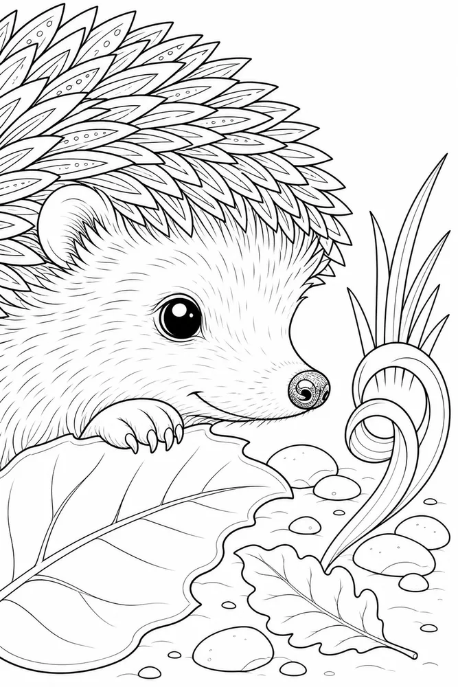 Cute Hedgehog Cute hedgehog close up detail coloring page