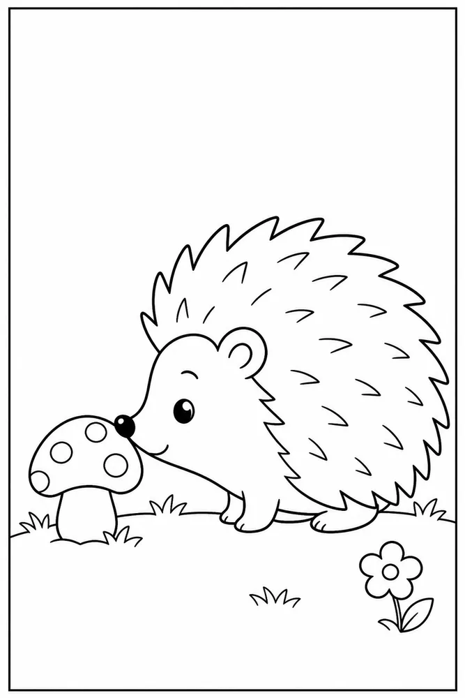 Cute Hedgehog Cute hedgehog easy beginner page coloring page