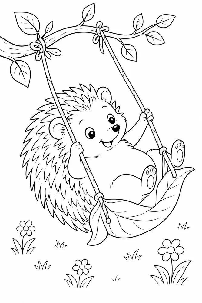 Cute Hedgehog Cute hedgehog playful pose coloring page