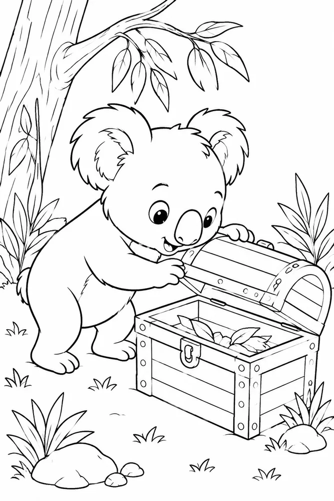 Cute Koala Cute koala activity scene coloring page