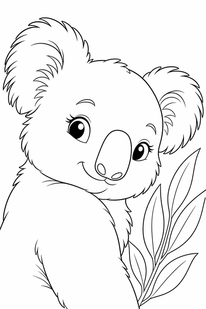 Cute Koala Cute koala close up detail coloring page