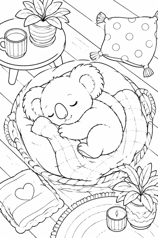 Cute Koala Cute koala cozy indoor moment coloring page