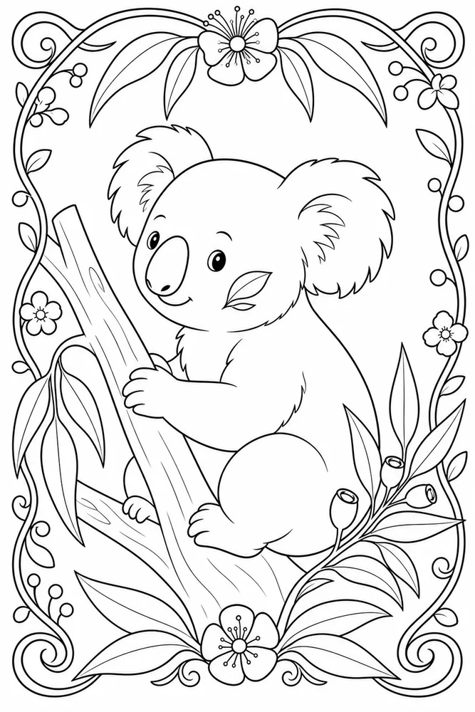 Cute Koala Cute koala decorative border coloring page