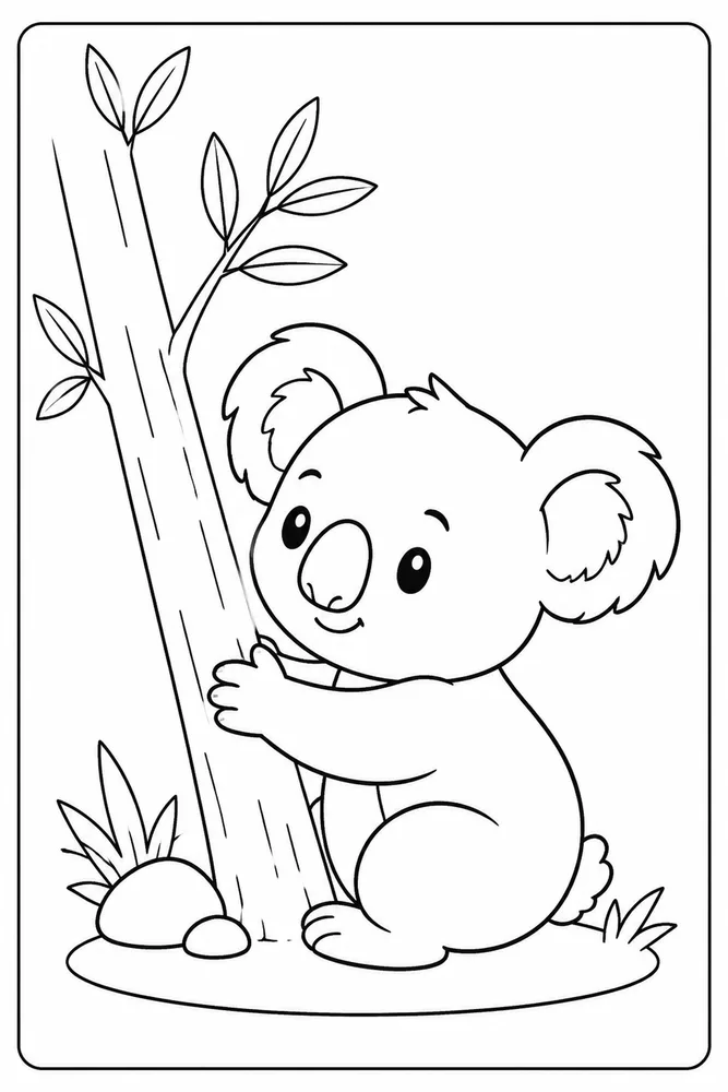 Cute Koala Cute koala easy beginner page coloring page