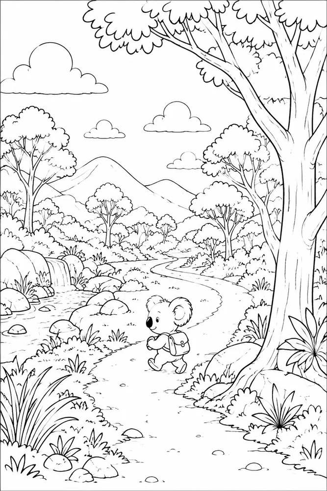 Cute Koala Cute koala outdoor path coloring page