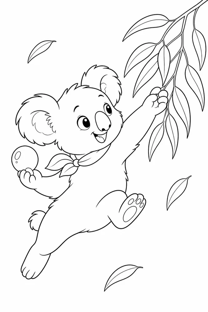 Cute Koala Cute koala playful pose coloring page