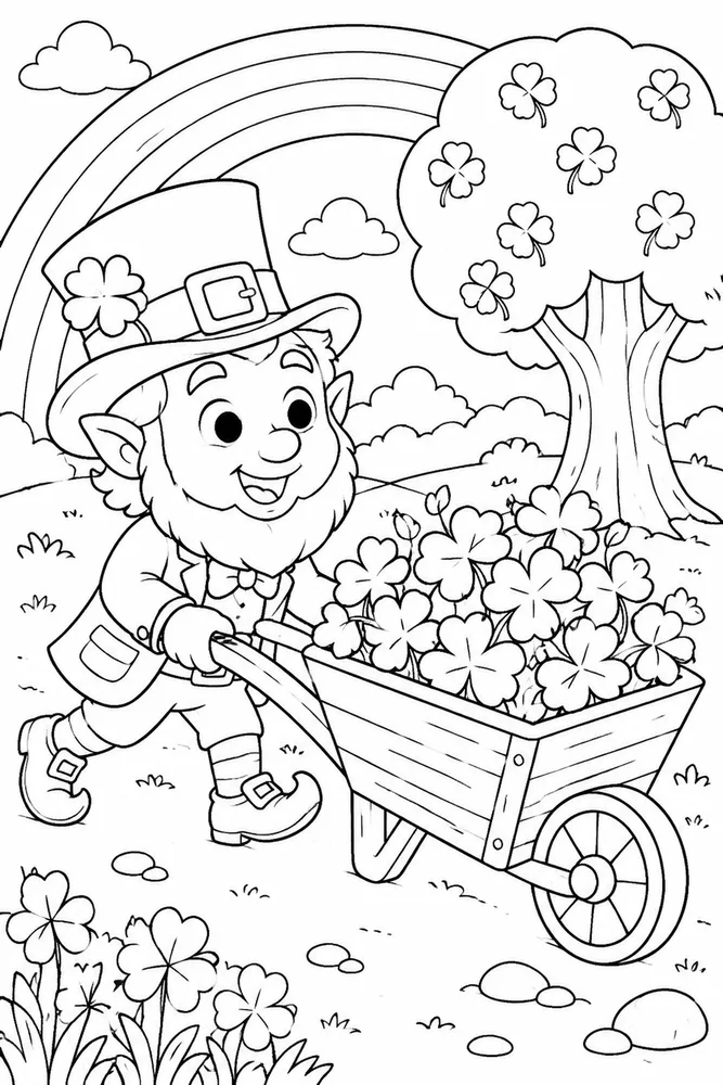 Cute Leprechaun Cute leprechaun activity scene coloring page