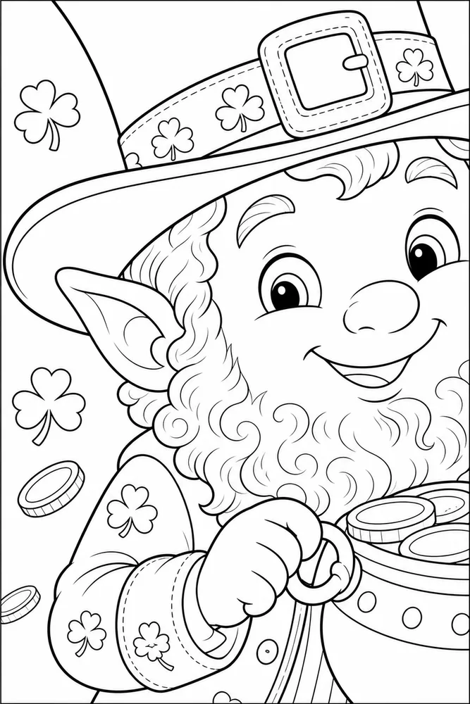Cute Leprechaun Cute leprechaun close up detail coloring page