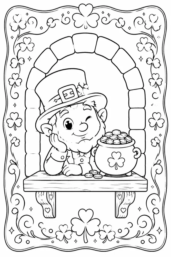 Cute Leprechaun Cute leprechaun decorative border coloring page