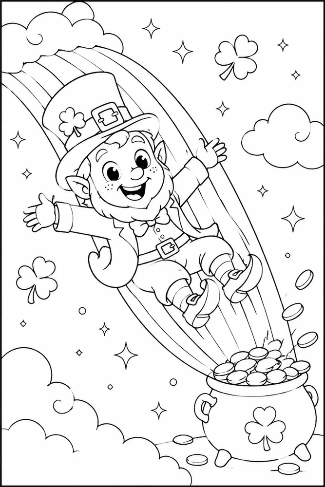 Cute Leprechaun Cute leprechaun playful pose coloring page
