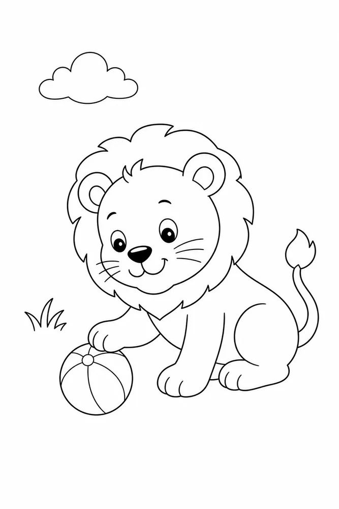 Cute Lion Cute lion easy beginner page coloring page