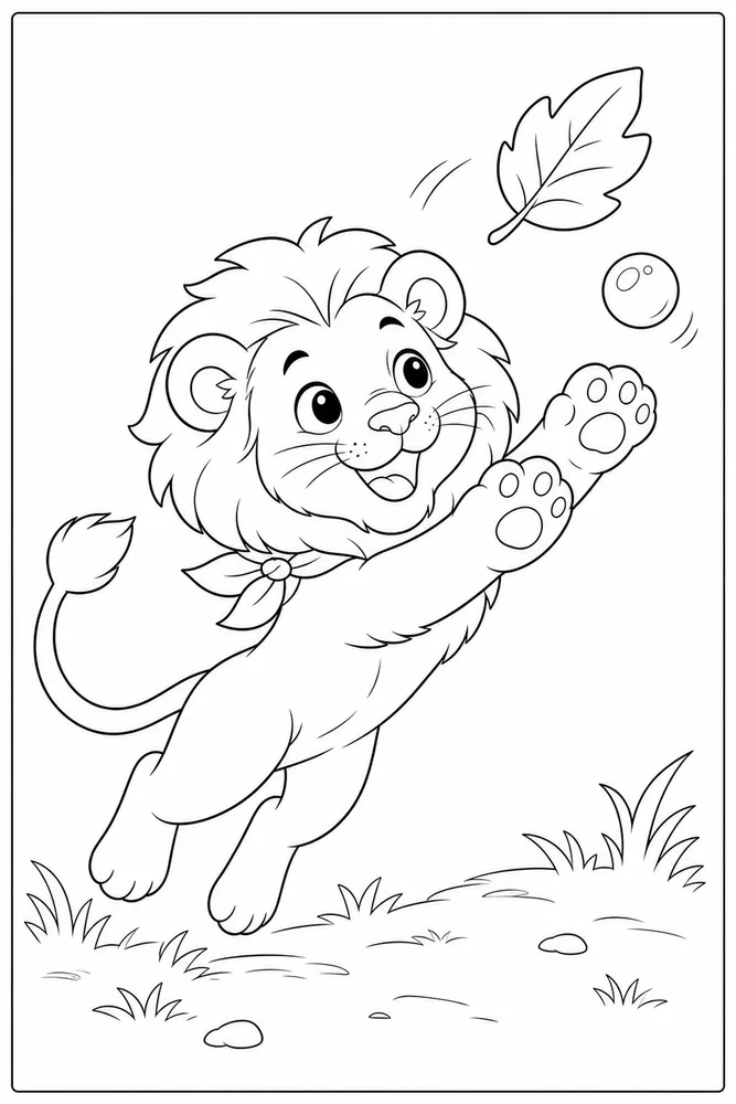 Cute Lion Cute lion playful pose coloring page