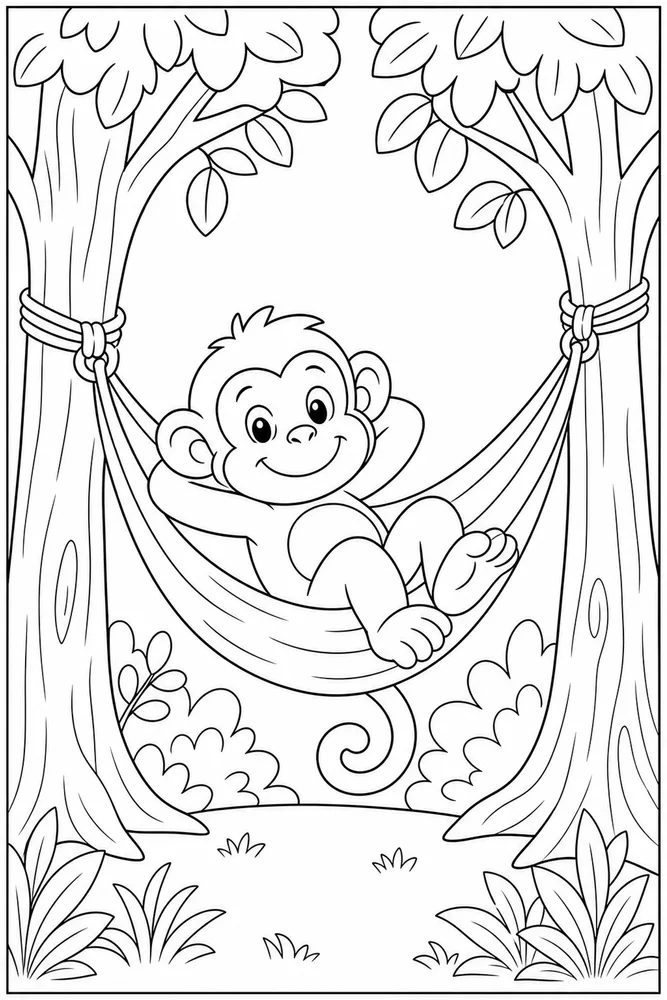 Cute Monkey Monkey Cozy Hammock coloring page