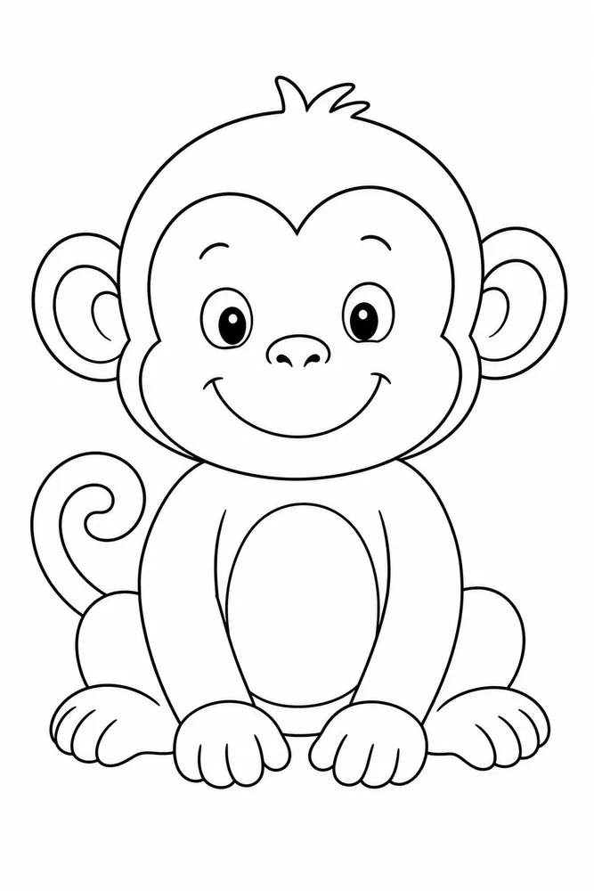 Cute Monkey Monkey Simple Portrait coloring page