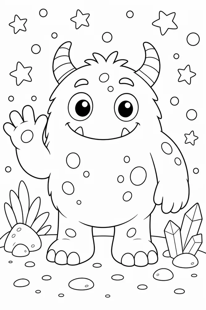 Cute Monster Coloring Pages preview: Cute Monster Friendly Monster Portrait coloring page