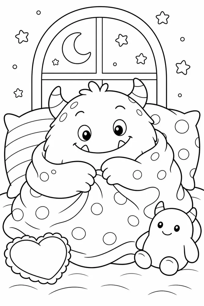 Cute Monster Monster Cozy Blanket coloring page