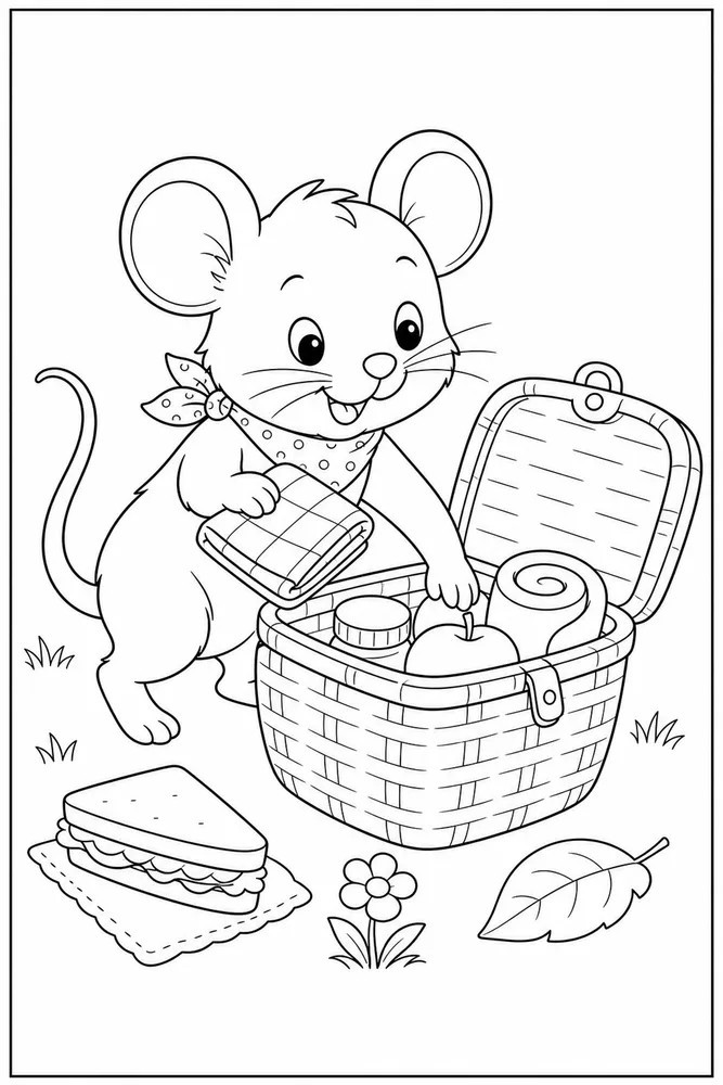 Cute Mouse Cute mouse activity scene coloring page