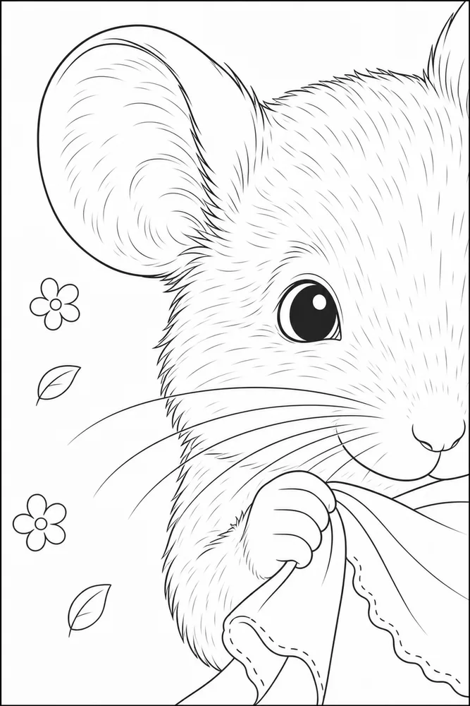 Cute Mouse Cute mouse close up detail coloring page