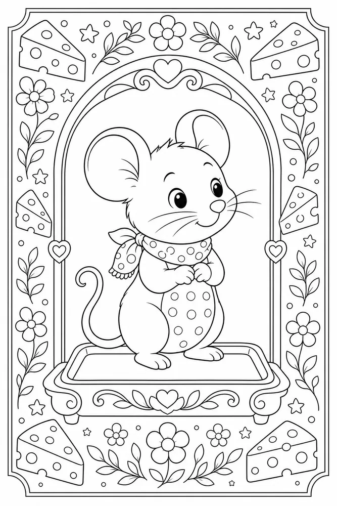 Cute Mouse Cute mouse decorative border coloring page
