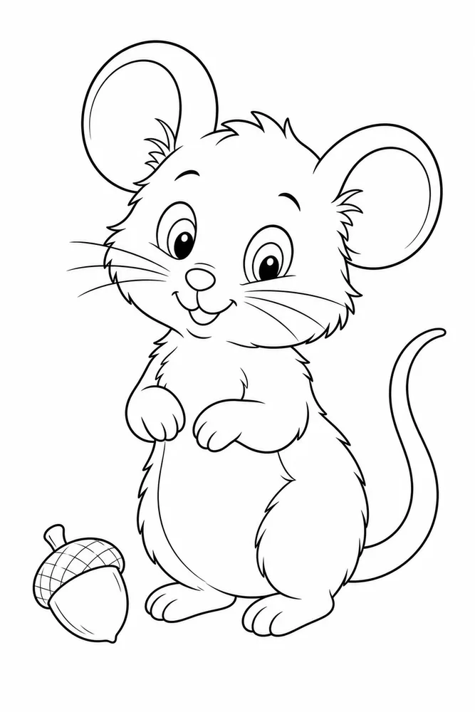 Cute Mouse Coloring Pages preview: Cute Mouse Cute mouse front portrait coloring page