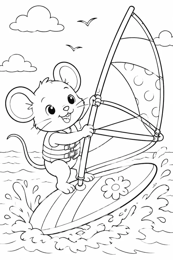 Cute Mouse Cute mouse playful pose coloring page