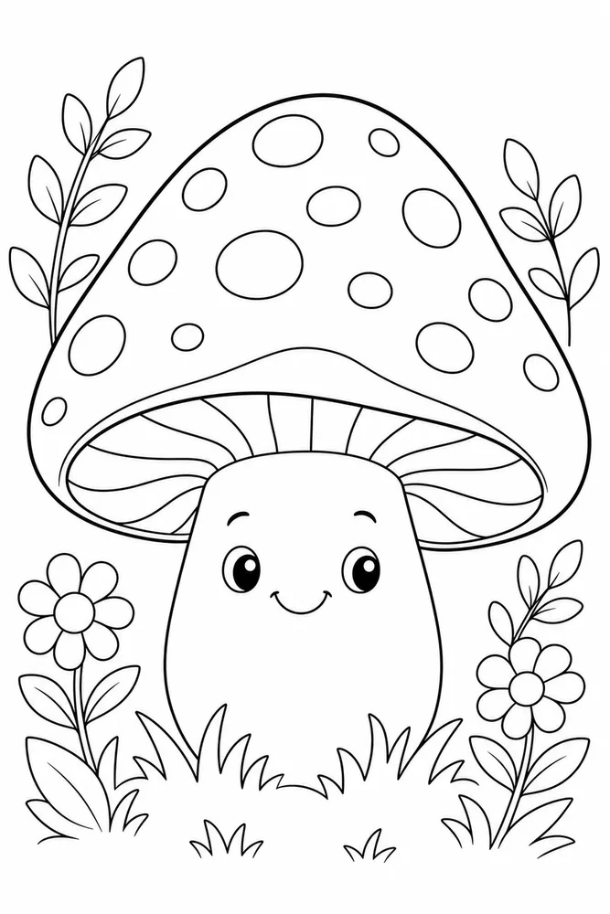 Cute Mushroom Mushroom Simple Portrait coloring page