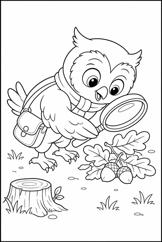 Cute Owl Cute owl activity scene coloring page