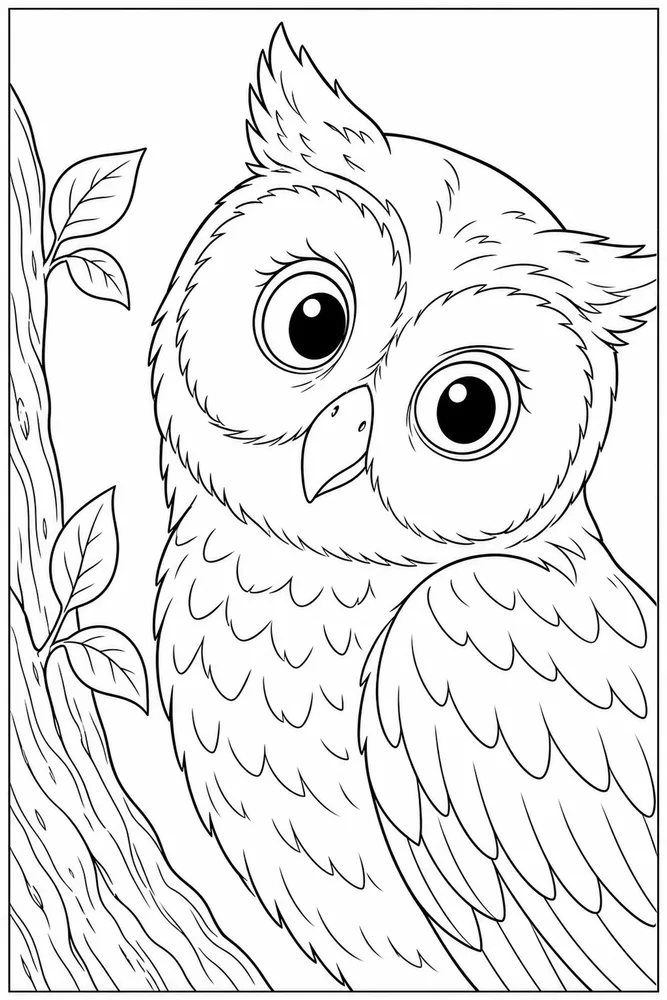Cute Owl Cute owl close up detail coloring page