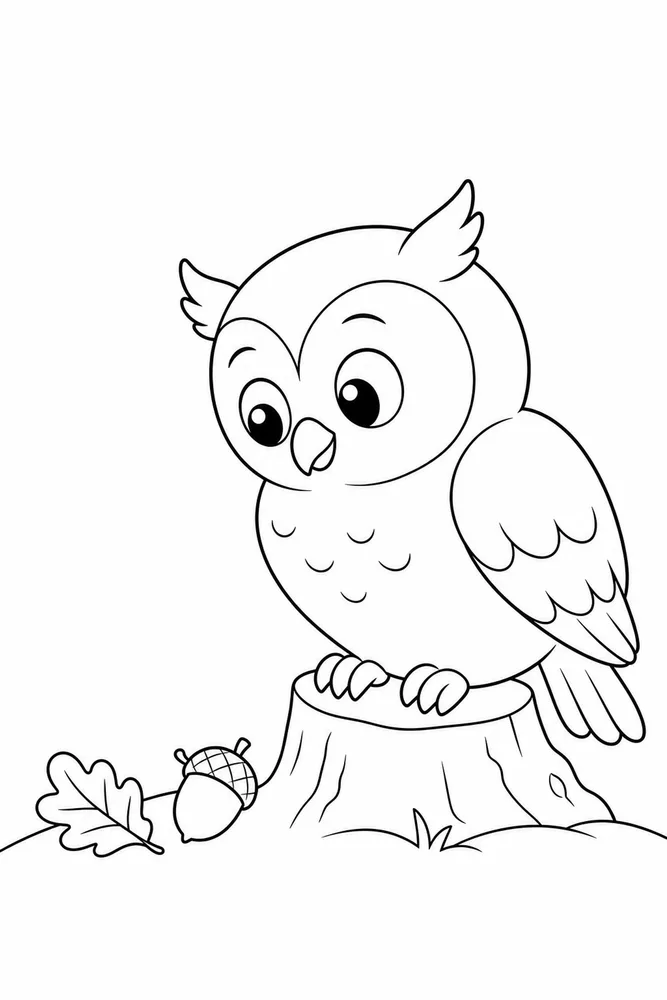 Cute Owl Cute owl easy beginner page coloring page