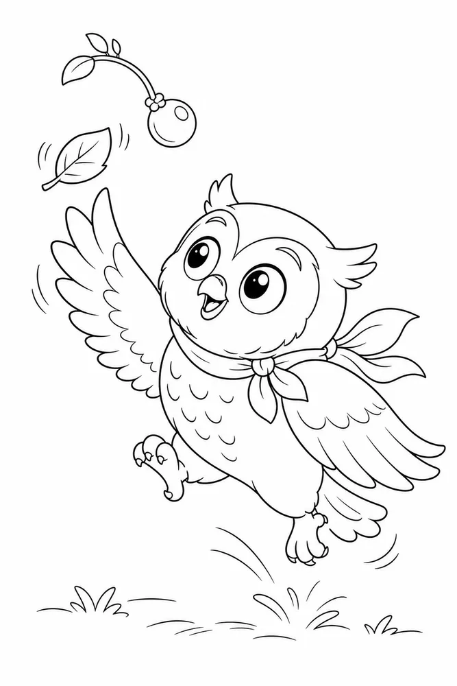 Cute Owl Cute owl playful pose coloring page
