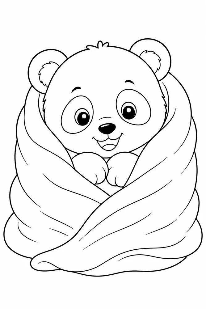 Cute Panda Panda Cozy Blanket coloring page