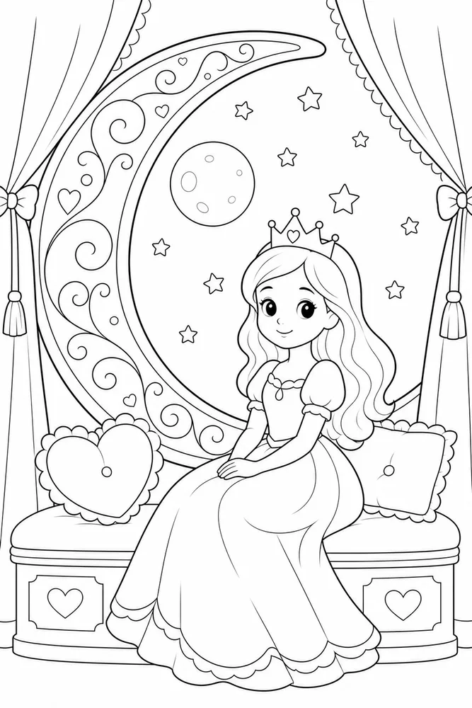 Cute Princess Princess Moon Window coloring page