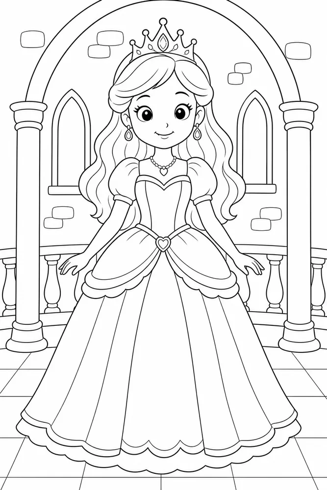 Cute Princess Princess Simple Portrait coloring page