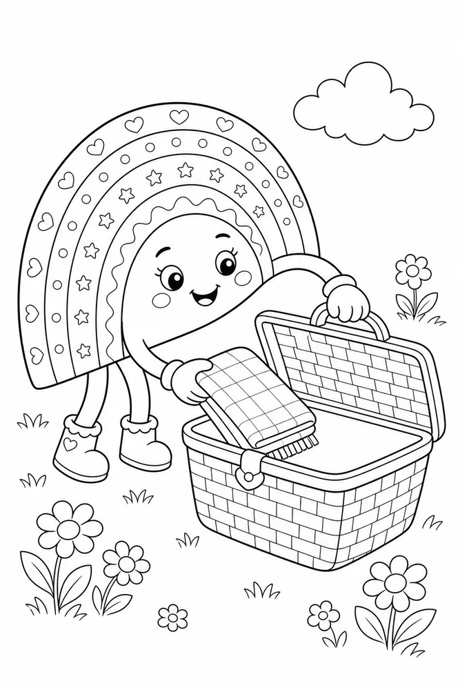 Cute Rainbow Cute rainbow activity scene coloring page