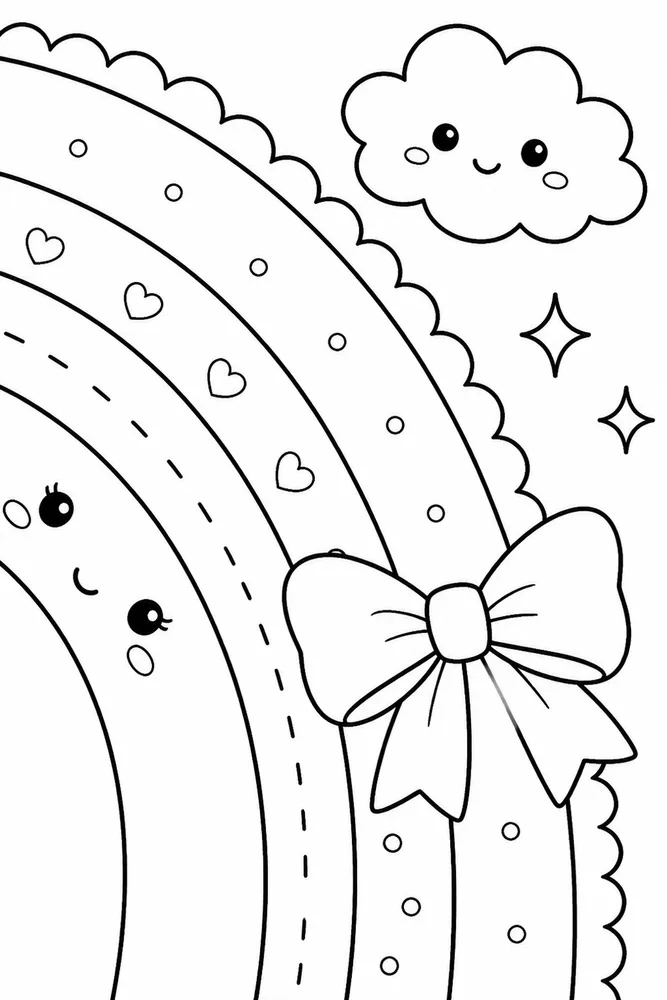 Cute Rainbow Cute rainbow close up detail coloring page