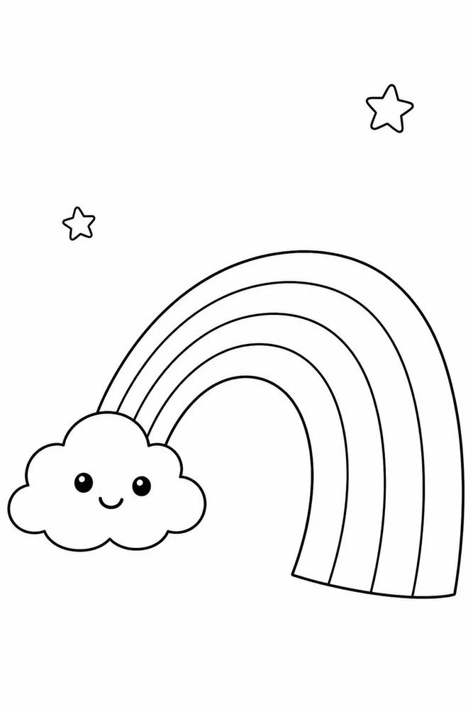 Cute Rainbow Cute rainbow easy beginner page coloring page