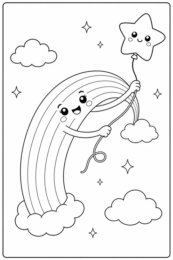 Cute Rainbow Cute rainbow playful pose coloring page