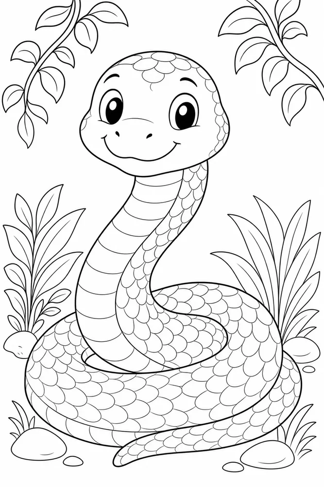 Cute Snake Snake Simple Portrait coloring page