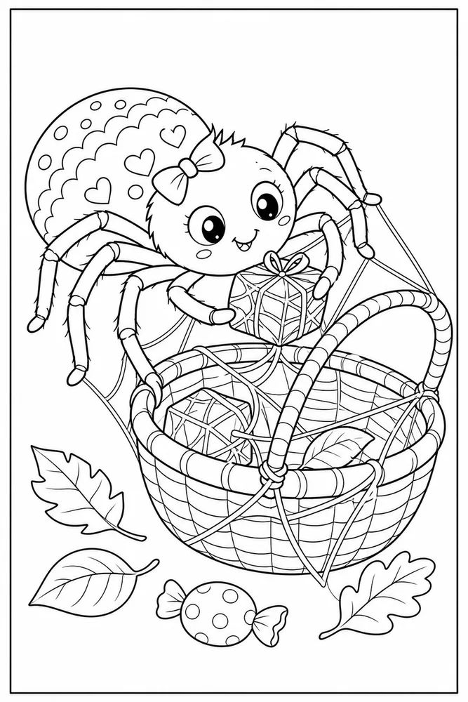 Cute Spider Cute spider activity scene coloring page