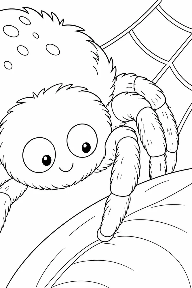 Cute Spider Cute spider close up detail coloring page