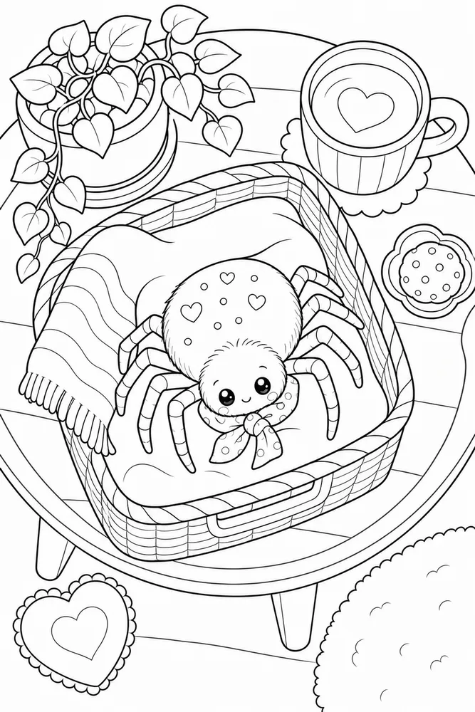 Cute Spider Cute spider cozy indoor moment coloring page
