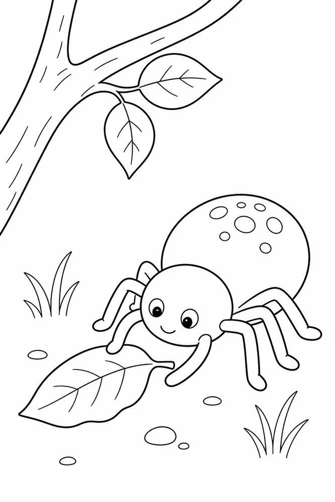 Cute Spider Cute spider easy beginner page coloring page