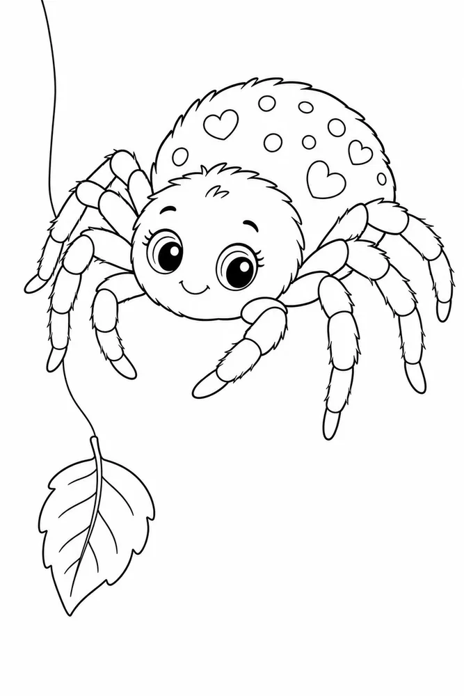 Cute Spider Coloring Pages preview: Cute Spider Cute spider front portrait coloring page