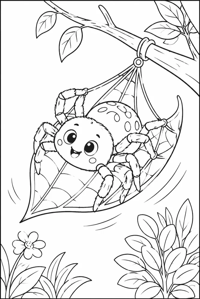 Cute Spider Cute spider playful pose coloring page