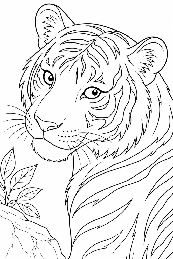 Cute Tiger Cute tiger close up detail coloring page