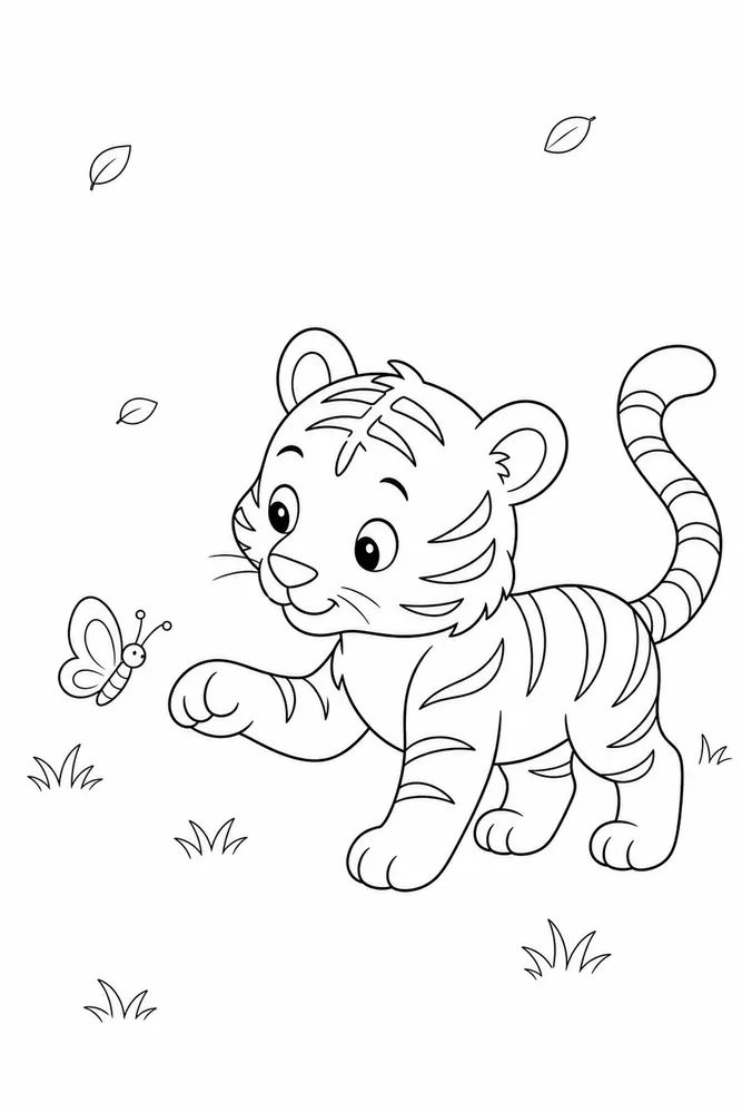 Cute Tiger Cute tiger easy beginner page coloring page