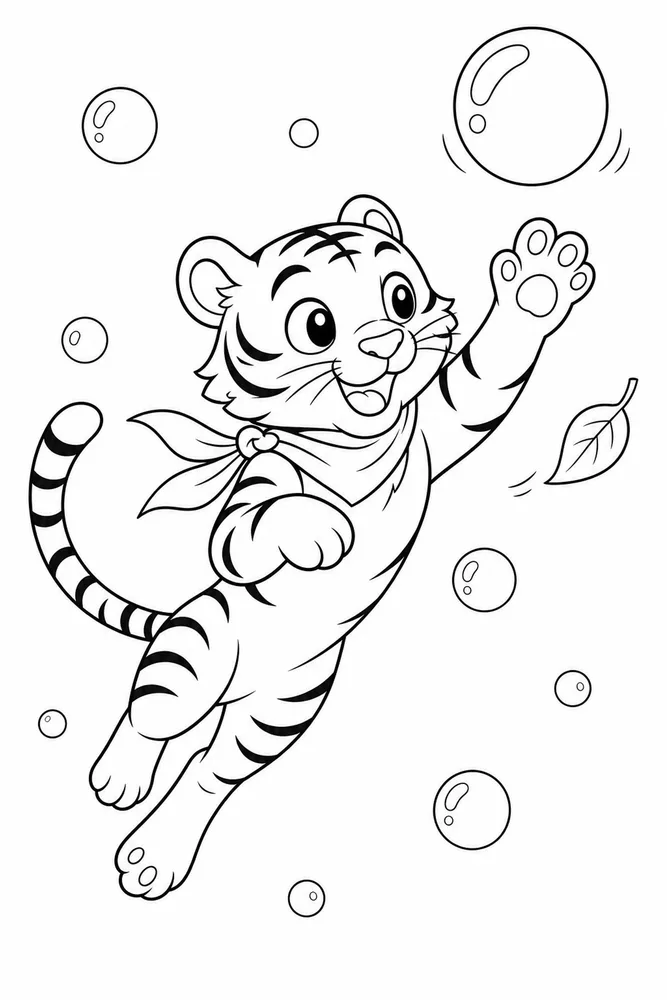 Cute Tiger Cute tiger playful pose coloring page